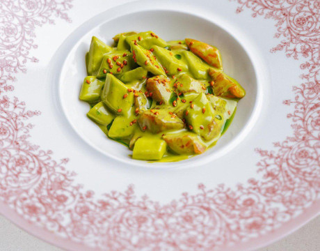 Salmon Ceviche with Cucumber and Jalapeno Sauce